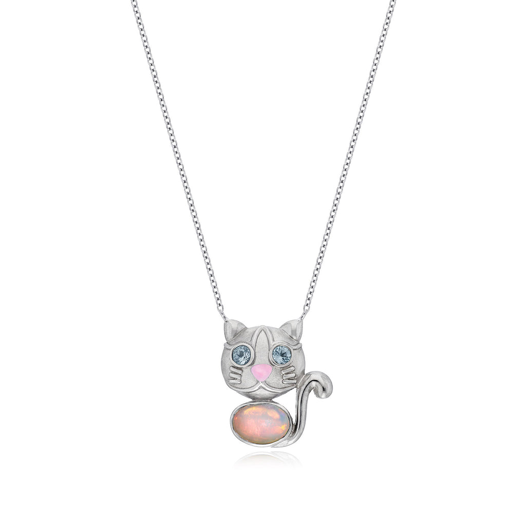 Jackson White Kitty Pendant
