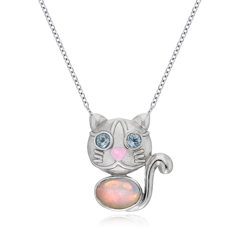 Jackson White Kitty Pendant