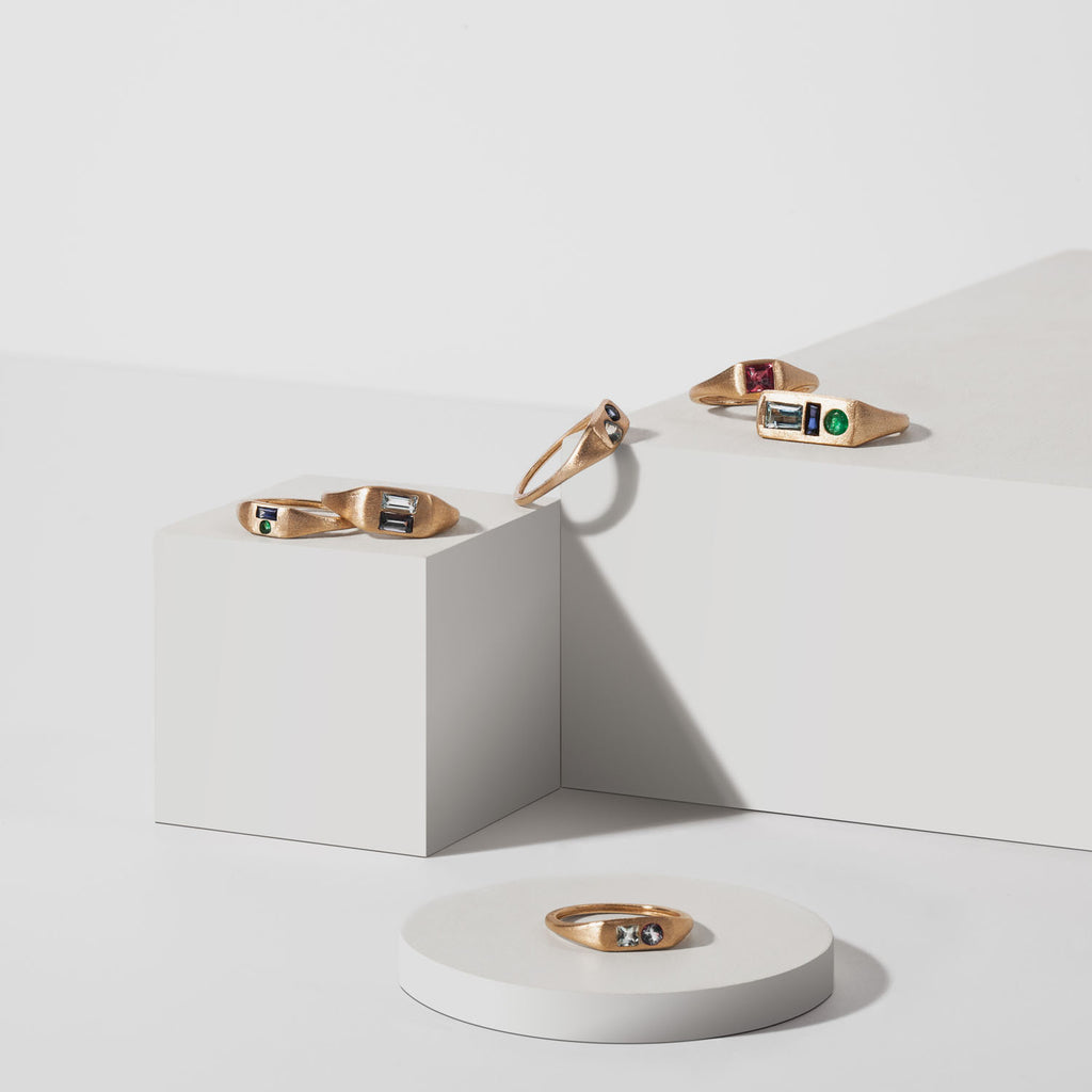 Modernist Signet Ring - Round and Square