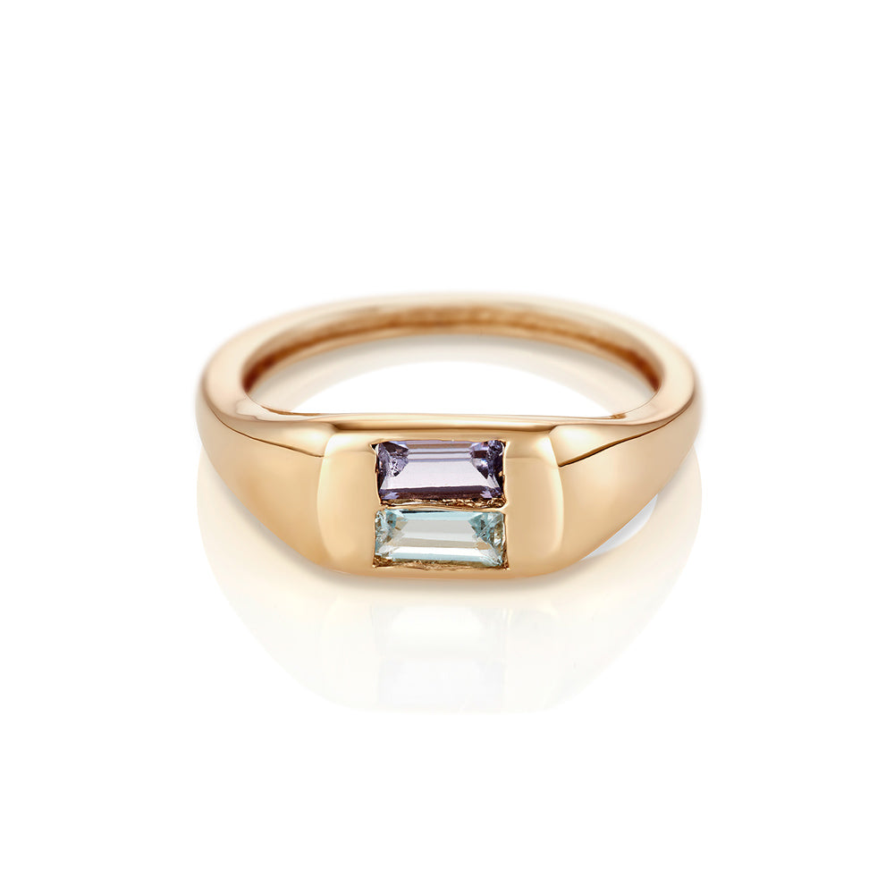 Modernist Signet Ring - Double Baguettes