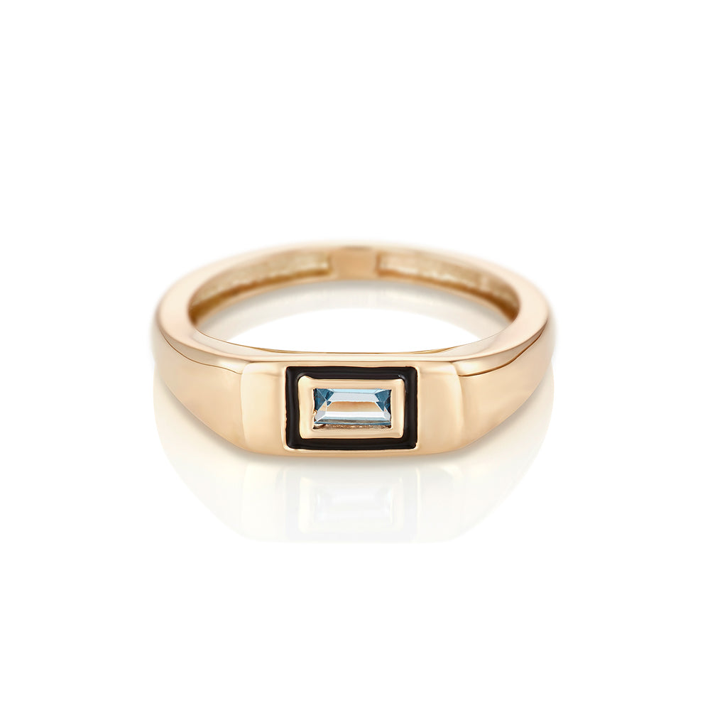 Modernist Birthstone Signet Ring - March | Aquamarine