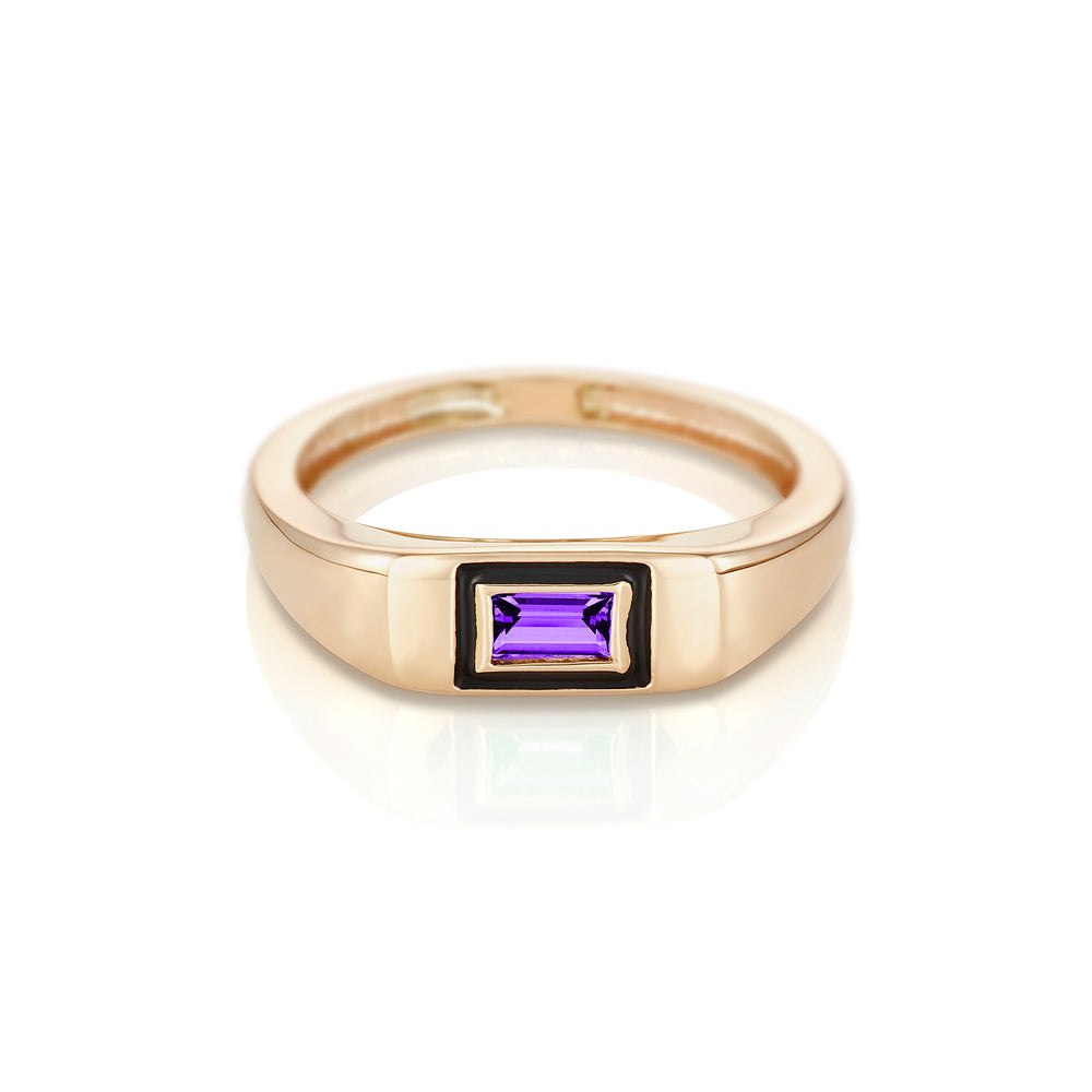 Modernist Birthstone Signet Ring - February | Amethyst
