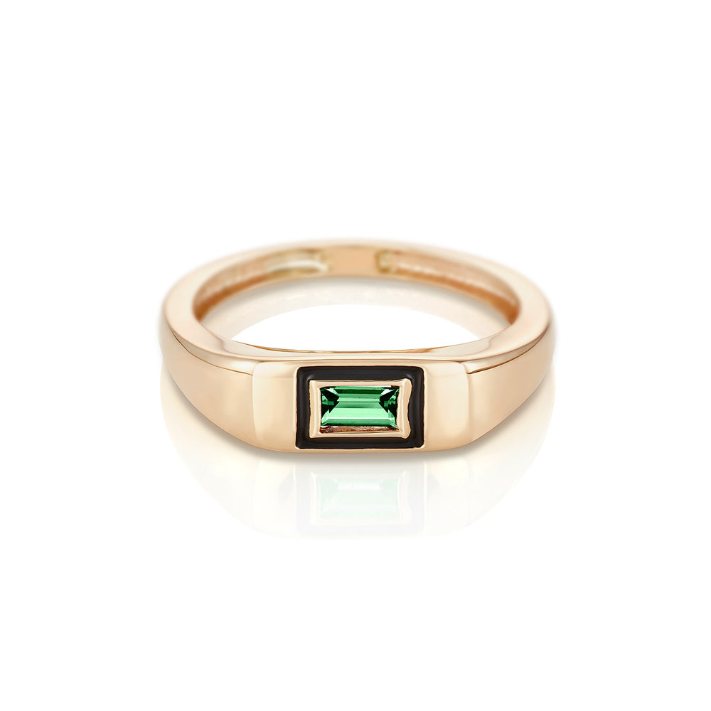 Modernist Birthstone Signet Ring - May | Emerald
