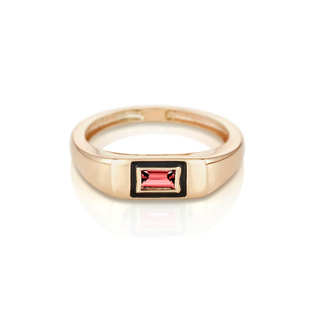 Modernist Birthstone Signet Ring - January | Garnet
