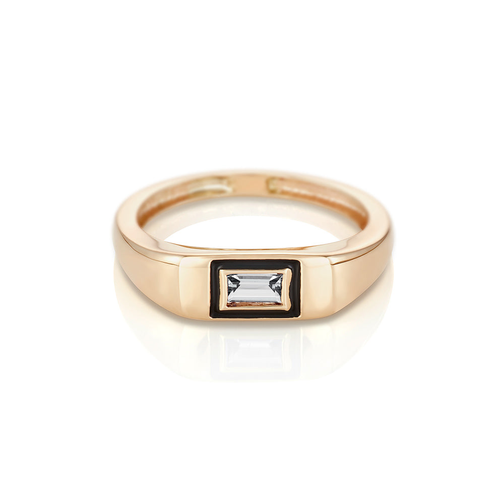 Modernist Birthstone Signet Ring - April | Diamond