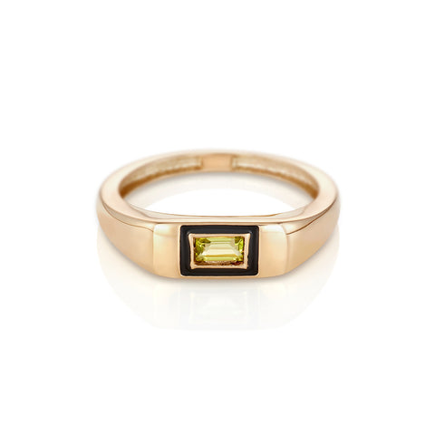 Modernist Signet Ring - Double Baguettes