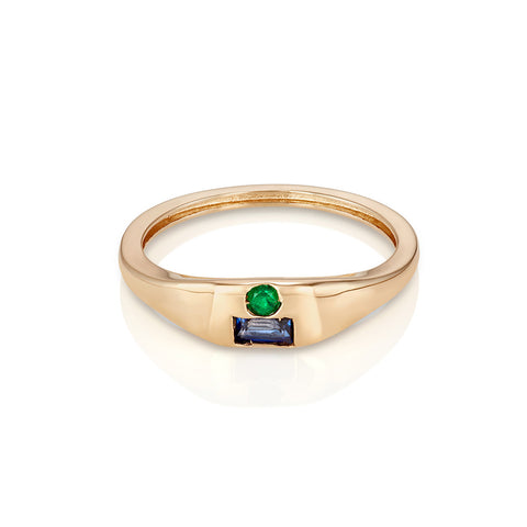 Modernist Signet Ring - Double Baguettes