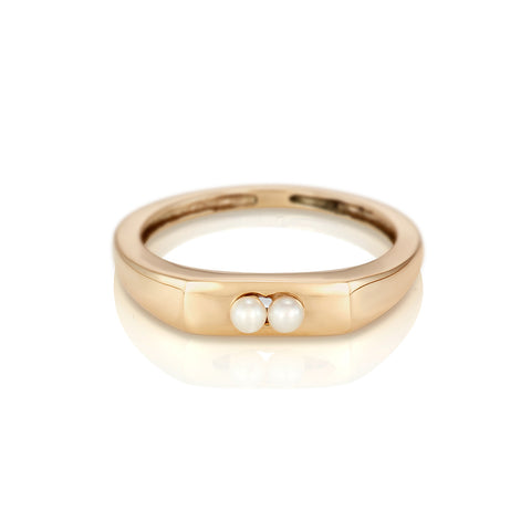 Modernist Signet Ring - Double Baguettes