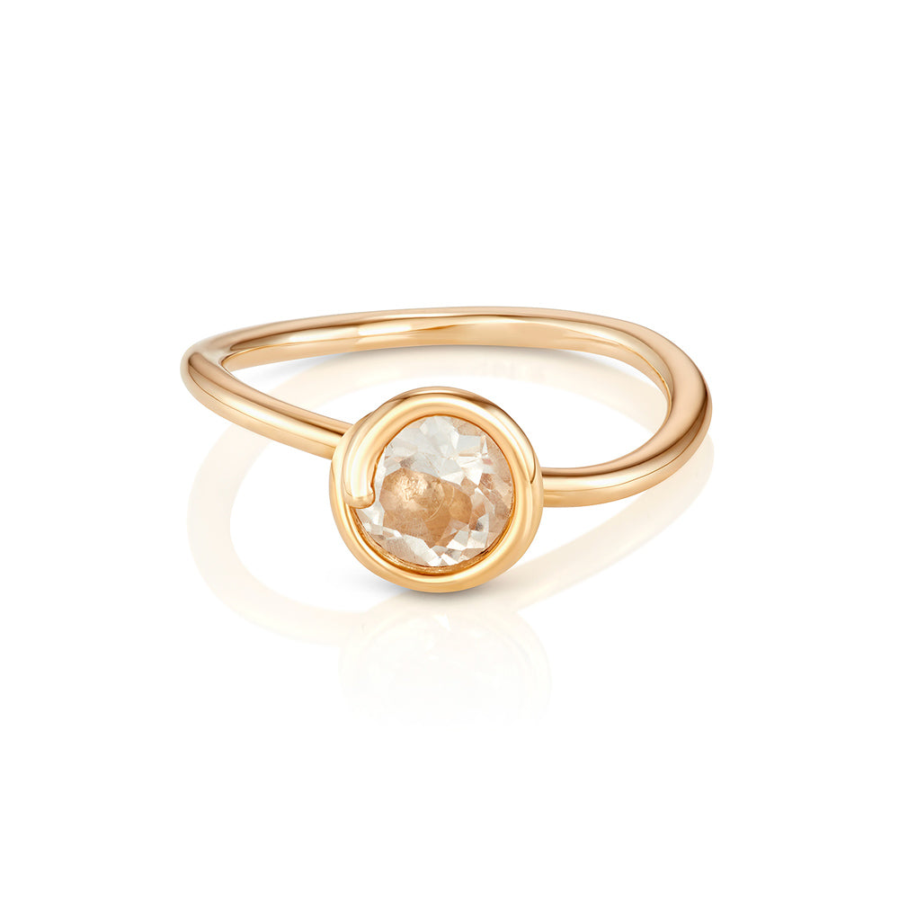 White Topaz Scroll Ring