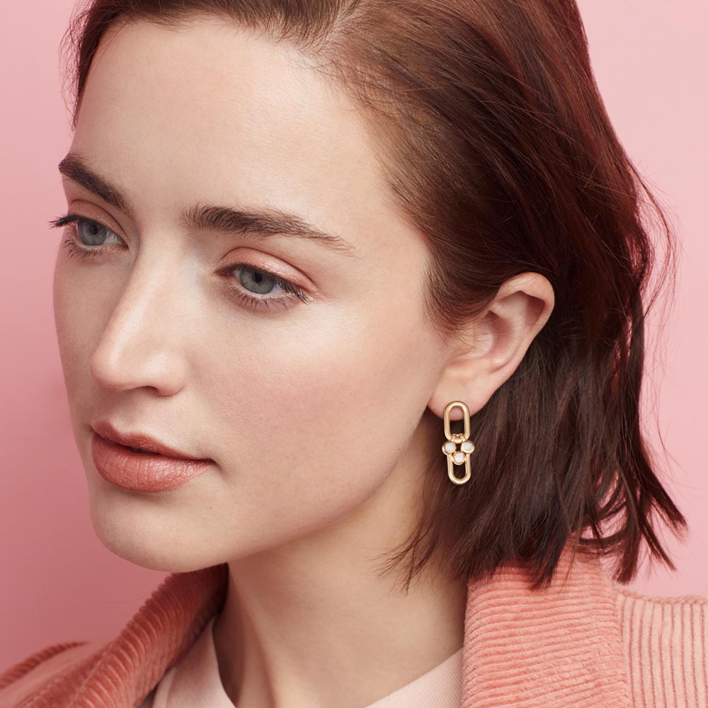 Modern Link Opal earrings