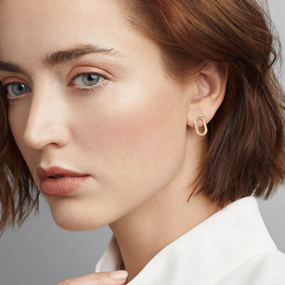 Modern Link Diamond earrings