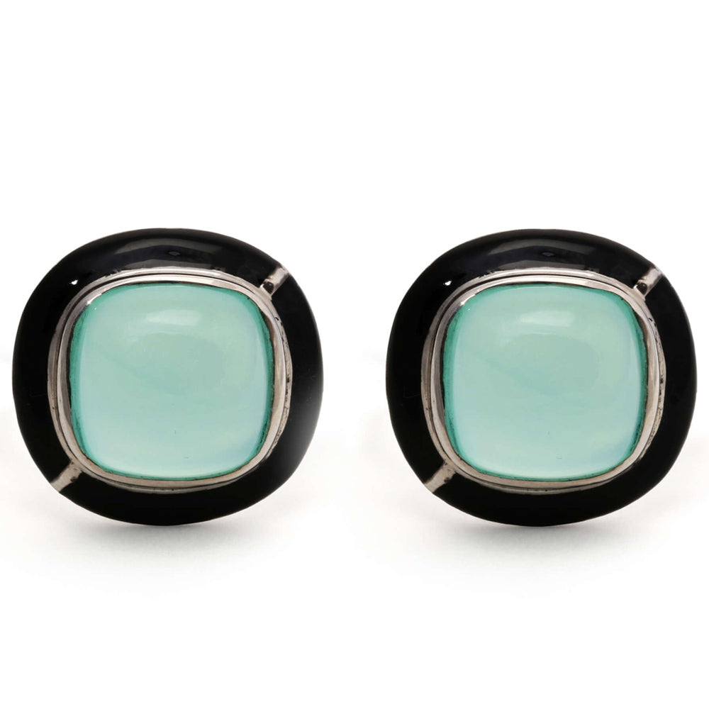 GEO GREEN CHALCEDONY EARRING