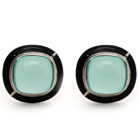 MINI GEO PINK CHALCEDONY BLACK LINE RING