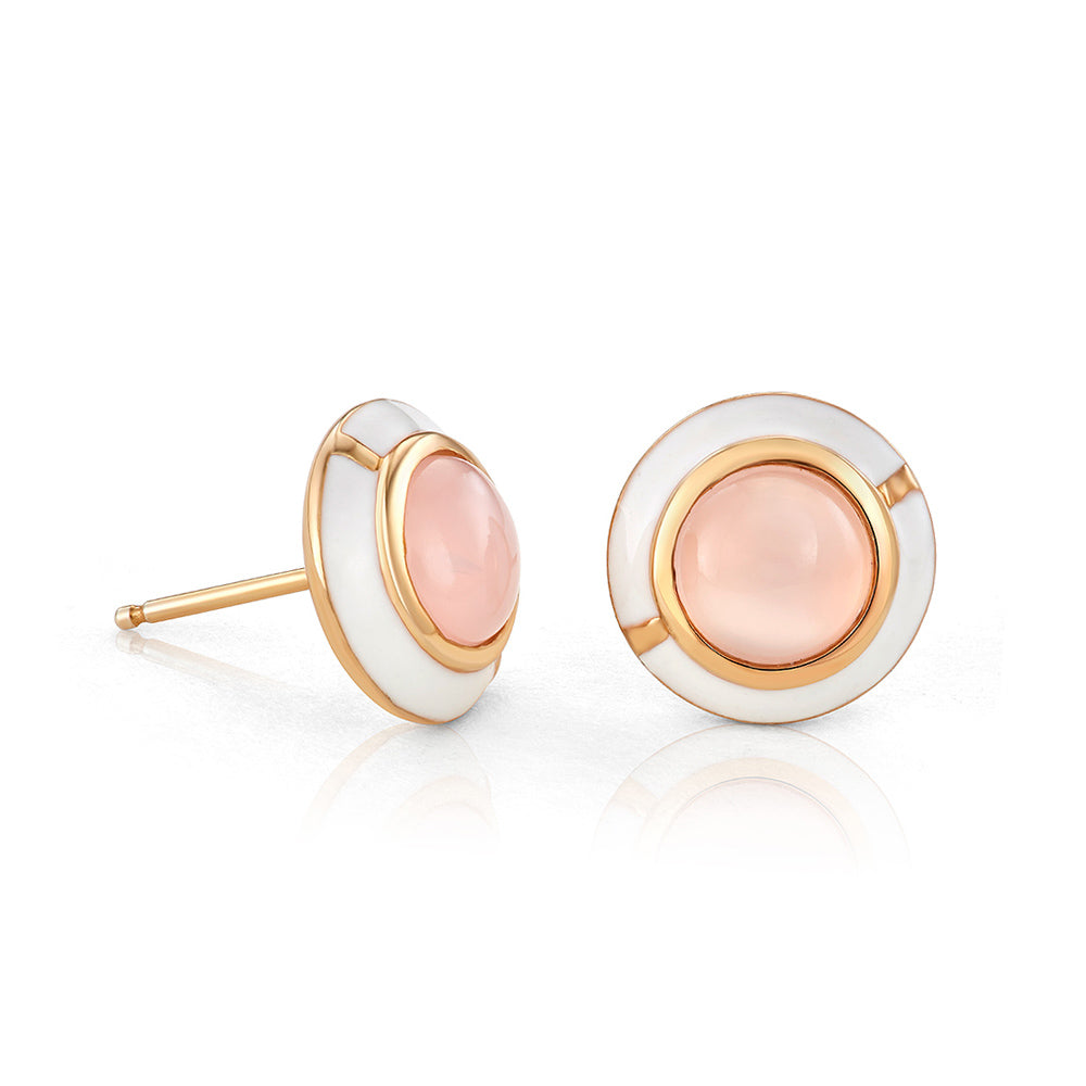 MINI GEO PINK CHALCEDONY EARRING