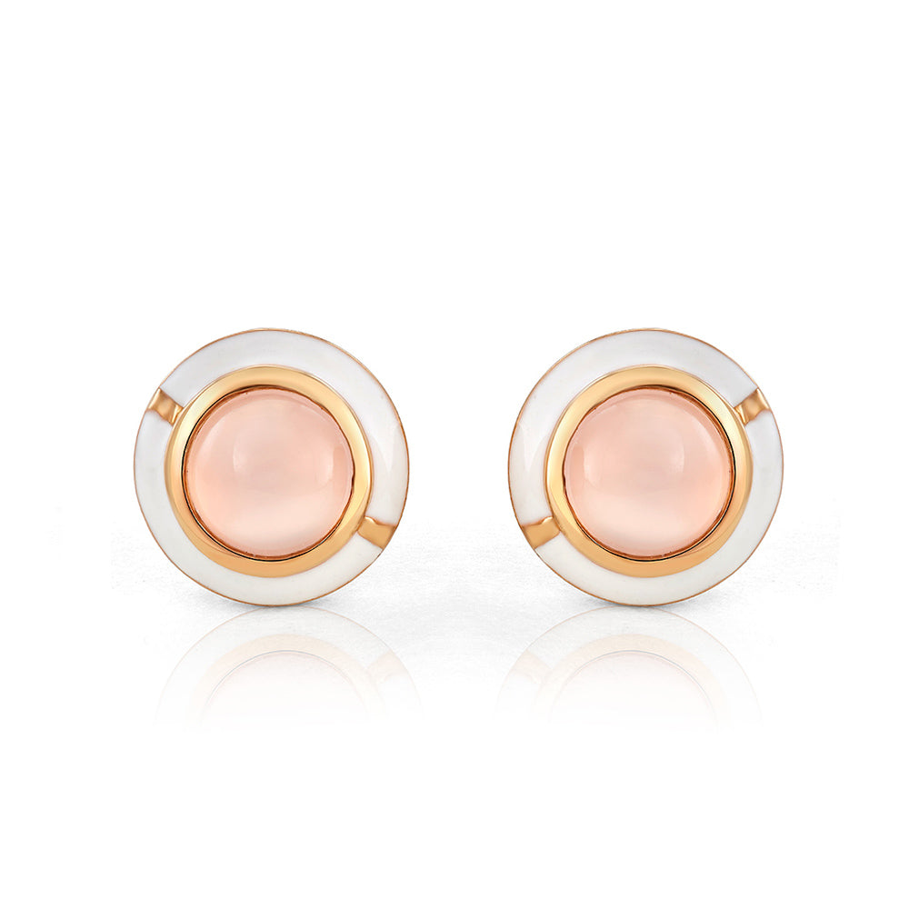 MINI GEO PINK CHALCEDONY EARRING