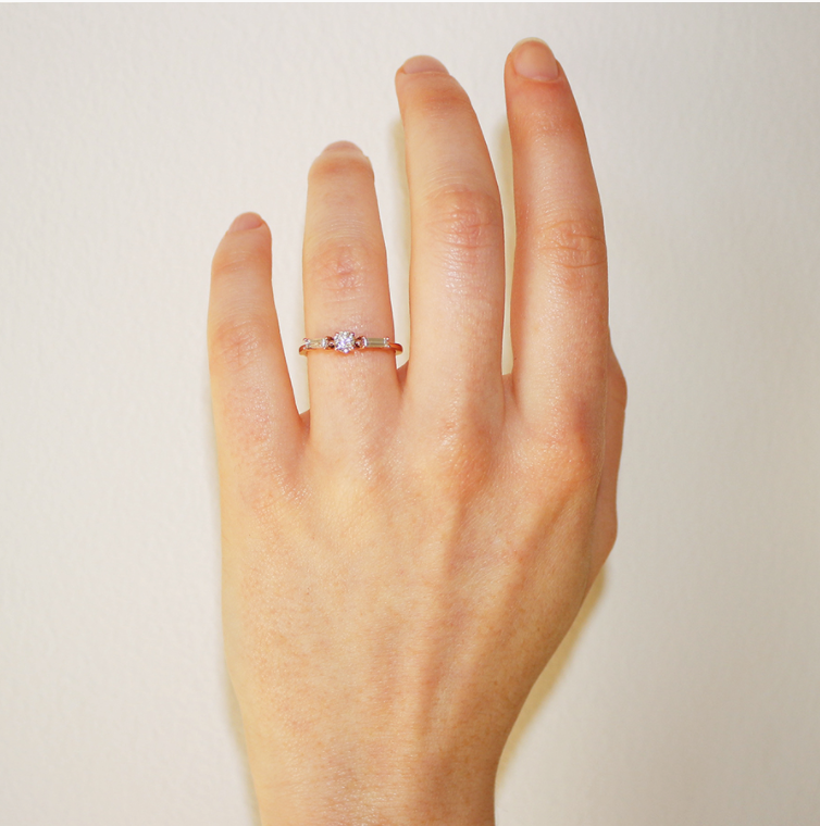 Yours only - Round Diamond and tapered Baguette Ring